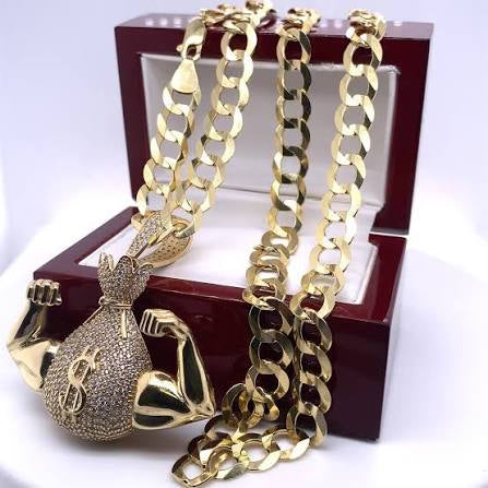 Cadena Cubana Oro 18K 60g Money Bag 30g
